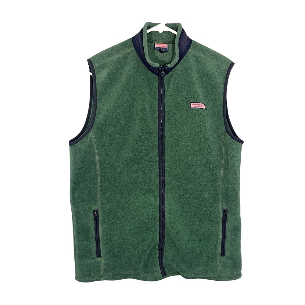 Vineyard Vines Women's XL Green Fleece Vest Full Zip Martha's Vineyard
